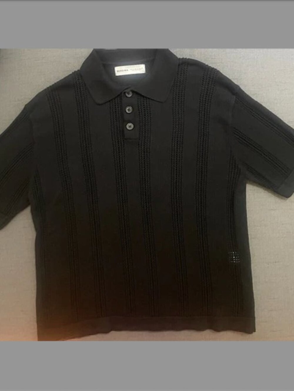 NWOT Bershka Men's Textured Knitted Polo Shirt Black Size Small